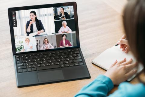 Group of women working together online via teleconferencing