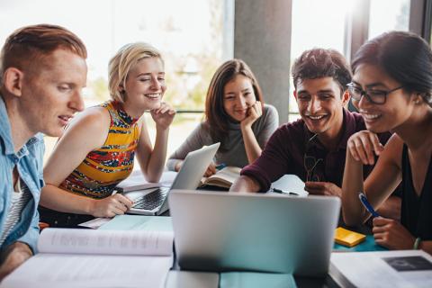 Students doing group work