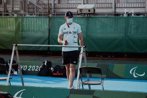 Dr Ben Stephenson (former doctoral student) at the Paralympic Games in Tokyo as the GB Paratriathlon lead physiologist