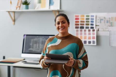 An artist in her studio