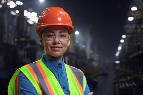 Female engineer in industrial setting