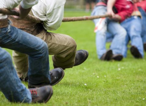 A tense rope in a tug of war