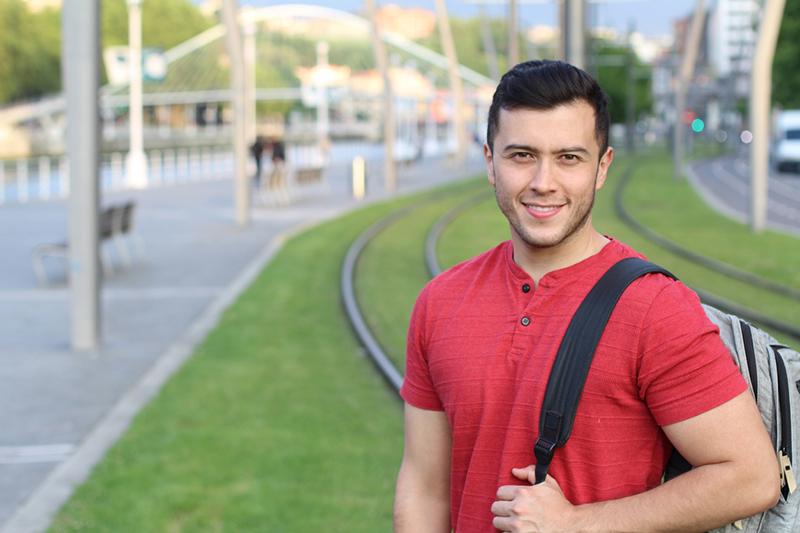 male university student outside