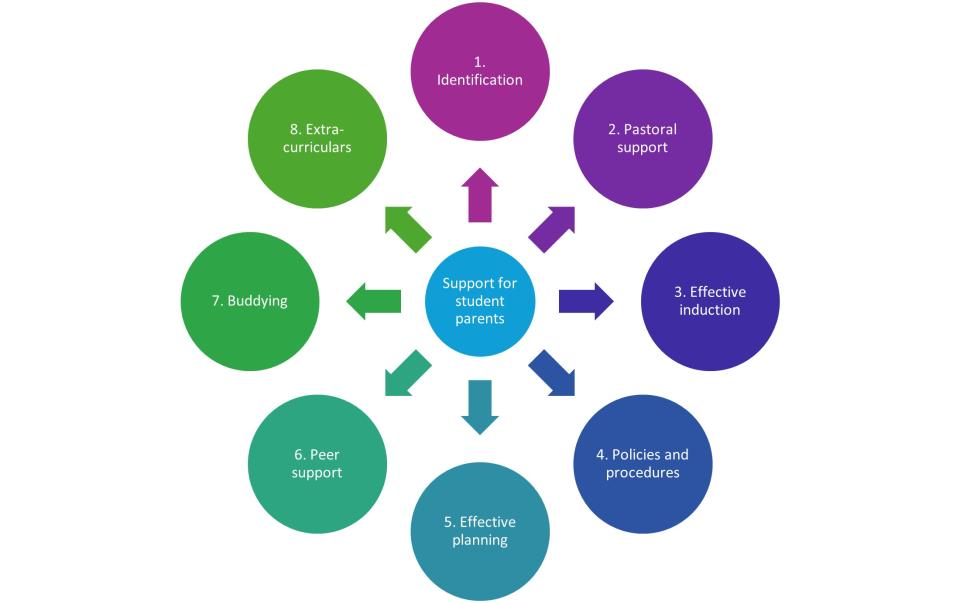 Infographic detailing levels of support for student parents