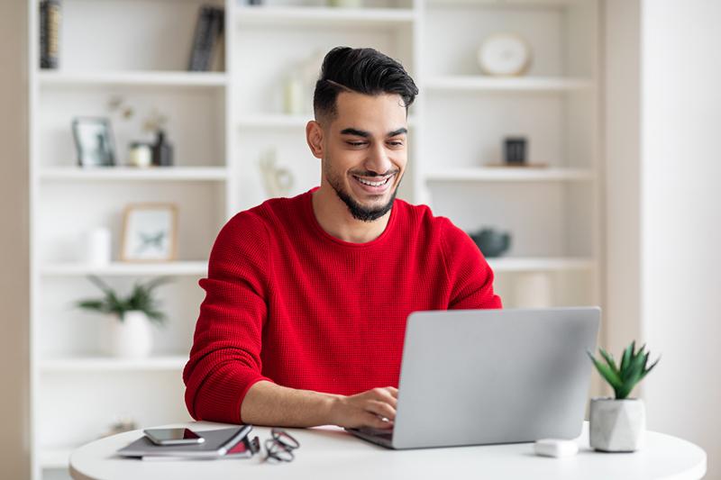 Middle Eastern male millennial online student