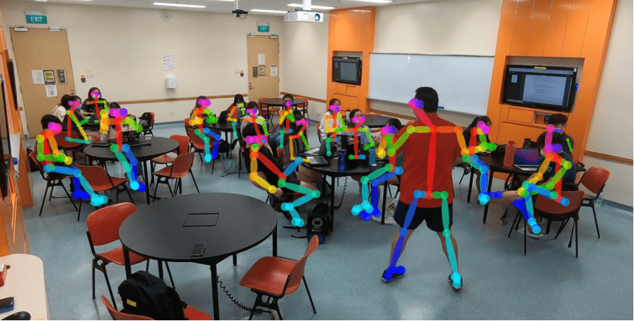 Computer vision showing teacher and student movements in the classroom