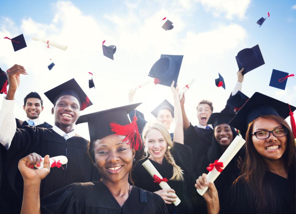 Students celebrating graduation