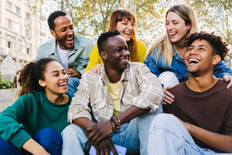 Multiracial group of young people