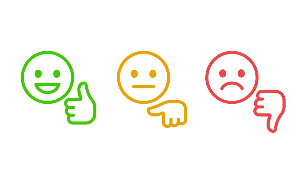 Three images - one thumbs up, one down and one in the middle
