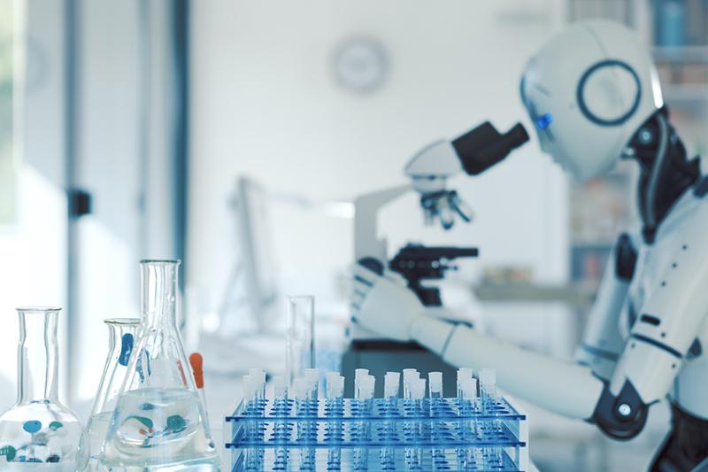 Robot researcher in a lab