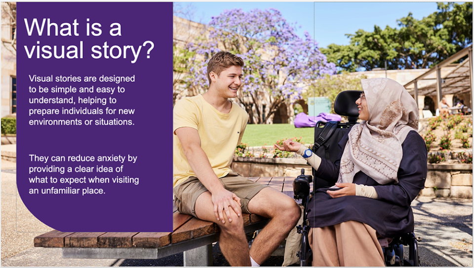Social story template from the University of Queensland