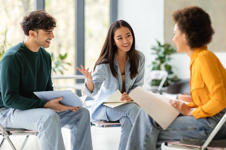 Students respectfully debate an issue in the classroom
