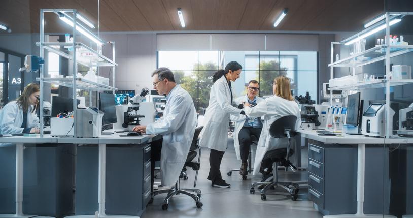 Scientists work in a lab