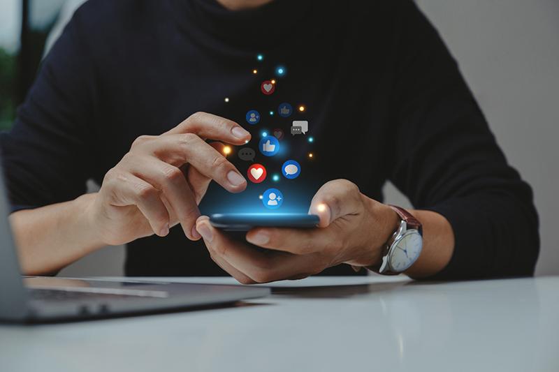 Young person using social media