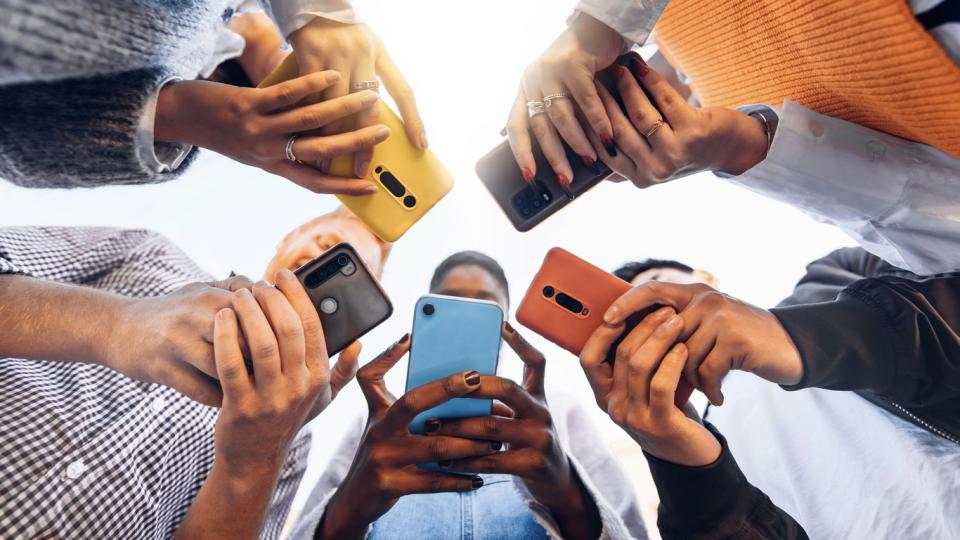 Students using their phones