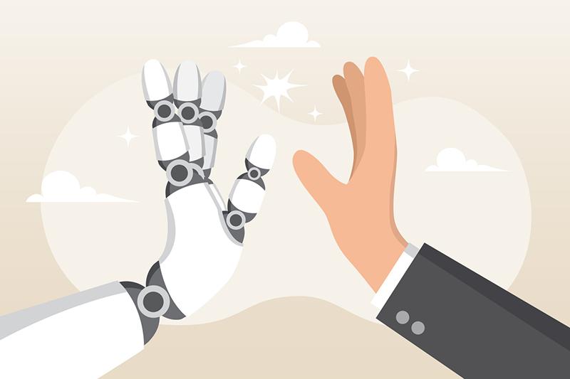 Robot human hands in high five