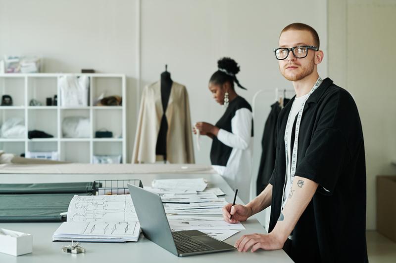 Fashion students in a studio