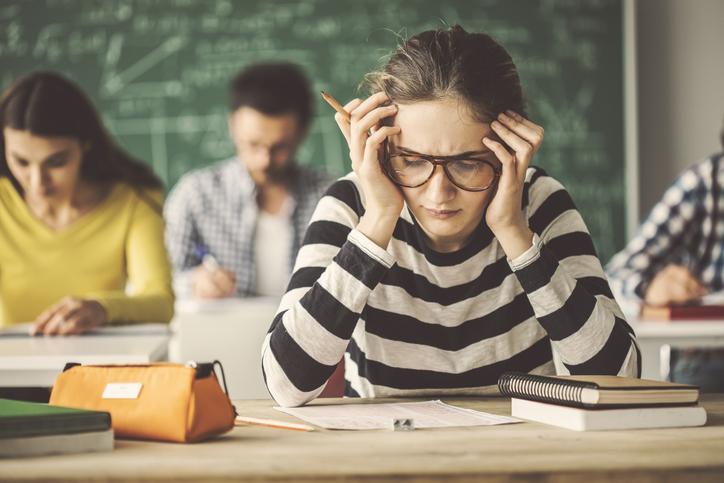 A student struggles in class