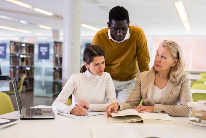 Librarians work together in a team