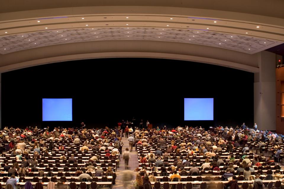 A lecture hall full of students