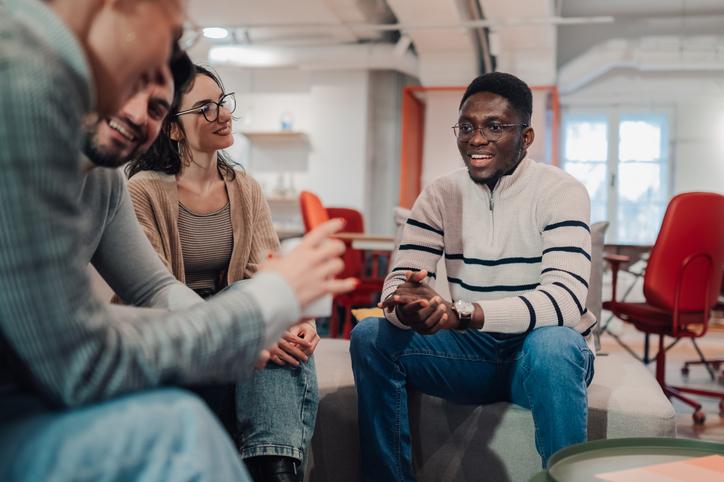 Students discuss ideas in a focus group