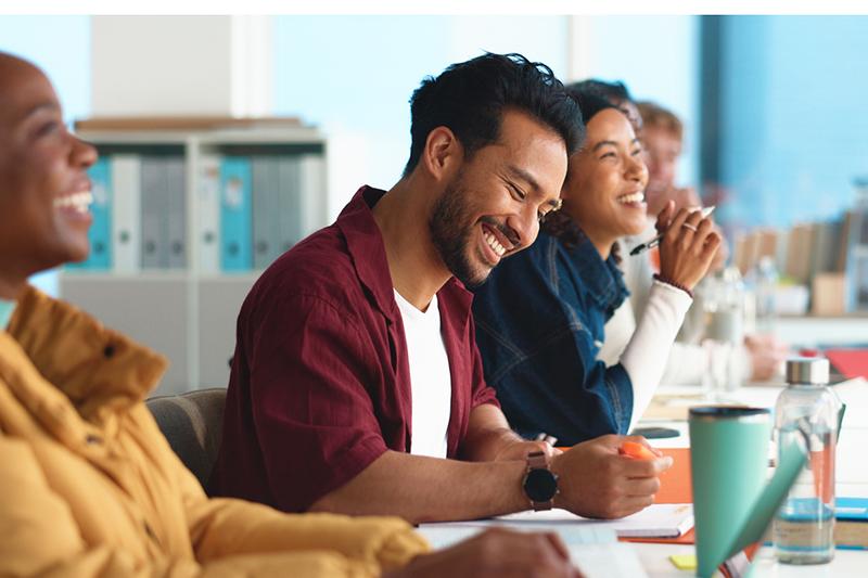 Multiracial group of adult learners