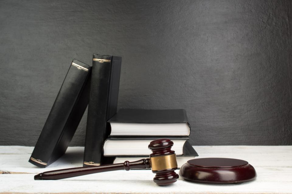 Gavel and stack of books