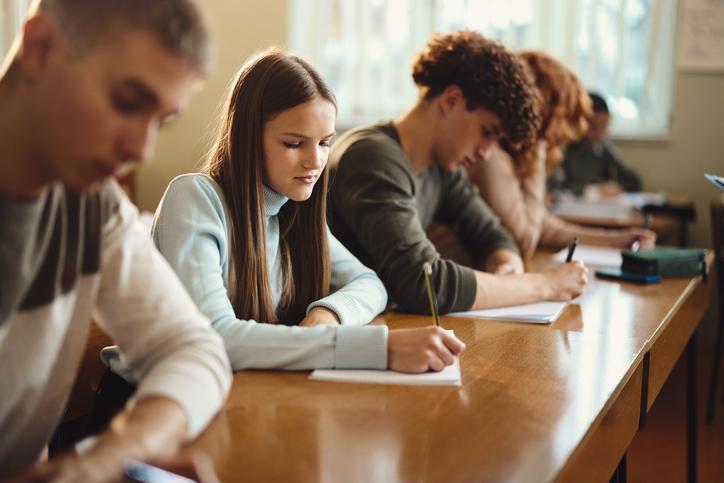 Students write in class
