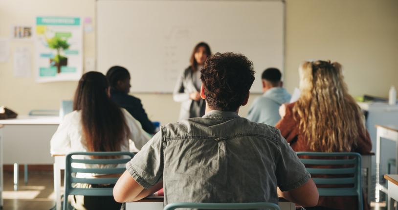 Students sit in class