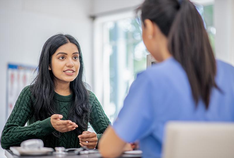Young healthcare student in a coaching session