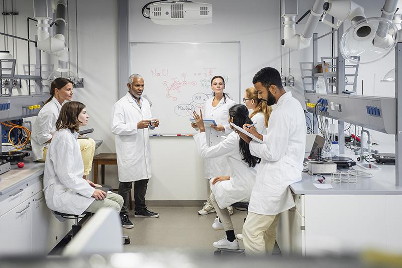 Scientists having a meeting in a laborator