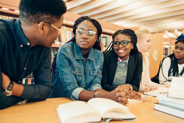 Black students talking amongst themselves