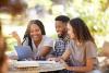 Students studying together on campus