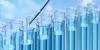 A close-up of blue liquid in test tubes