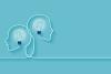 Illustration of two head outlines with lightbulbs