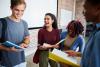 Students laugh together