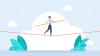 An illustration of a figure balancing on a tightrope